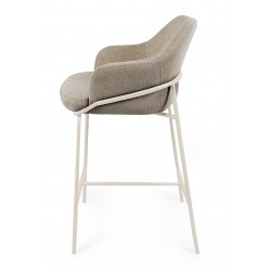 TABURETE DE TEJIDO ANTIMANCHAS THOMAS CON PATAS BEIGE PARA BARRA O COCINA DE ESTILO CONTEMPORÁNEO