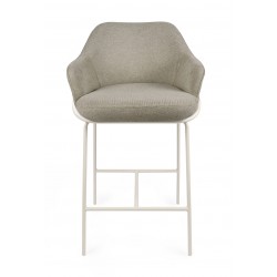 TABURETE DE TEJIDO ANTIMANCHAS THOMAS CON PATAS BEIGE PARA BARRA O COCINA DE ESTILO CONTEMPORÁNEO