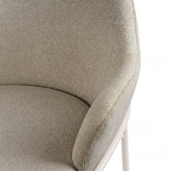 TABURETE DE TEJIDO ANTIMANCHAS THOMAS CON PATAS BEIGE PARA BARRA O COCINA DE ESTILO CONTEMPORÁNEO