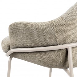 TABURETE DE TEJIDO ANTIMANCHAS THOMAS CON PATAS BEIGE PARA BARRA O COCINA DE ESTILO CONTEMPORÁNEO