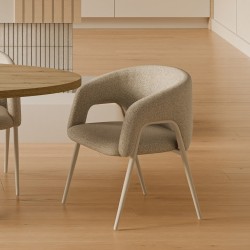 SILLA TAPIZADA ANNELI CON PATAS COLOR BEIGE PARA COMEDOR DE ESTILO CONTEMPORÁNEO