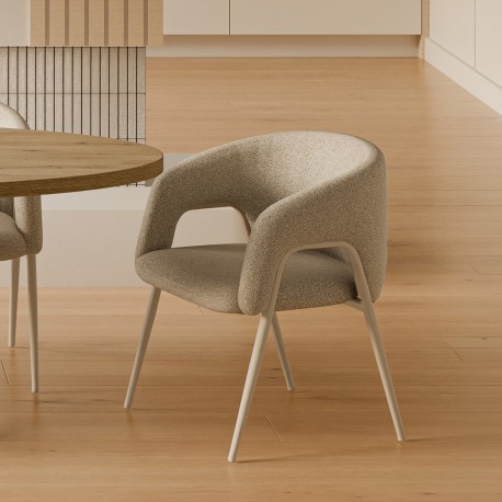 SILLA TAPIZADA ANNELI CON PATAS COLOR BEIGE PARA COMEDOR DE ESTILO CONTEMPORÁNEO