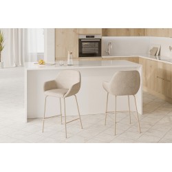 TABURETE TAPIZADO ANTIMANCHAS CON PATAS BEIGE JACOB PARA ISLA DE COCINA DE ESTILO MODERNO