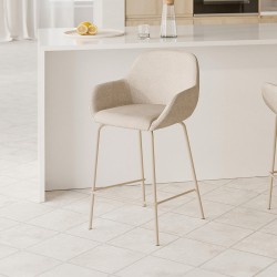 TABURETE TAPIZADO ANTIMANCHAS CON PATAS BEIGE JACOB PARA ISLA DE COCINA DE ESTILO MODERNO