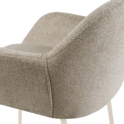 TABURETE TAPIZADO ANTIMANCHAS CON PATAS BEIGE JACOB PARA ISLA DE COCINA DE ESTILO MODERNO
