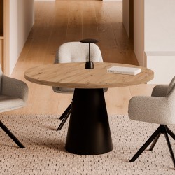 MESA DE COMEDOR REDONDA DE MELAMINA HOLLY PARA COMEDOR DE ESTILO CONTEMPORÁNEO