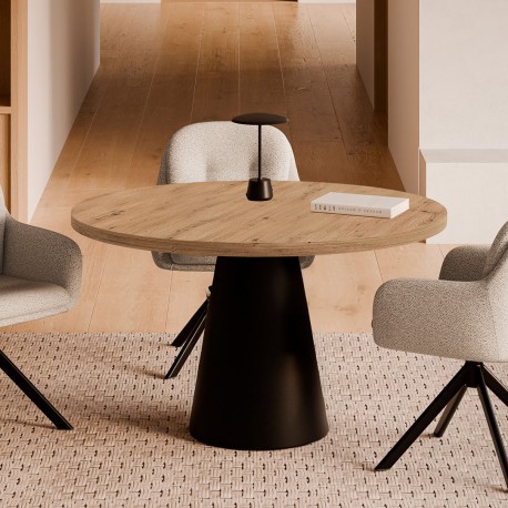 MESA DE COMEDOR REDONDA DE MELAMINA HOLLY PARA COMEDOR DE ESTILO CONTEMPORÁNEO