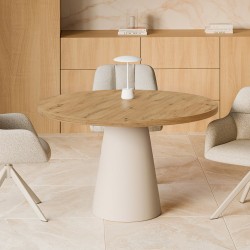 MESA DE COMEDOR REDONDA DE MELAMINA HOLLY PARA COMEDOR DE ESTILO CONTEMPORÁNEO