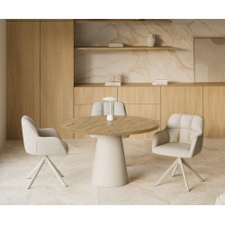 MESA DE COMEDOR REDONDA DE MELAMINA HOLLY PARA COMEDOR DE ESTILO CONTEMPORÁNEO