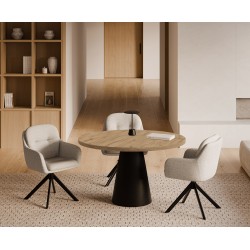 MESA DE COMEDOR REDONDA DE MELAMINA HOLLY PARA COMEDOR DE ESTILO CONTEMPORÁNEO