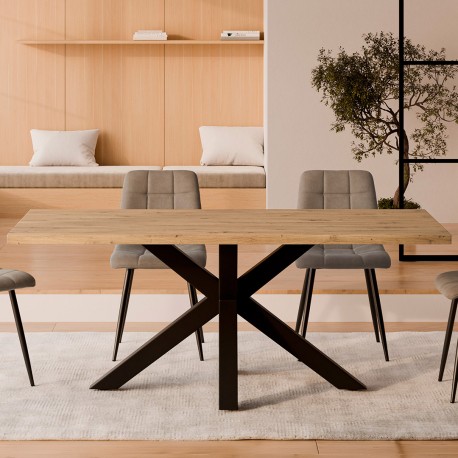 MESA DE COMEDOR RECTANGULAR DE MELAMINA Y PATAS NEGRAS SANDY PARA COMEDOR ESTILO MODERNO