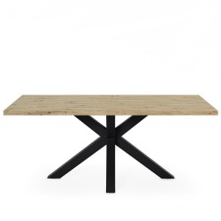 MESA DE COMEDOR RECTANGULAR DE MELAMINA Y PATAS NEGRAS SANDY PARA COMEDOR ESTILO MODERNO