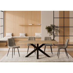 MESA DE COMEDOR RECTANGULAR DE MELAMINA Y PATAS NEGRAS SANDY PARA COMEDOR ESTILO MODERNO
