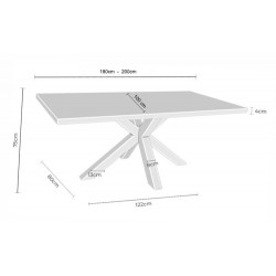 MESA DE COMEDOR RECTANGULAR DE MELAMINA Y PATAS NEGRAS SANDY PARA COMEDOR ESTILO MODERNO