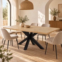 MESA DE COMEDOR RECTANGULAR DE MELAMINA Y PATAS NEGRAS SANDY PARA COMEDOR ESTILO MODERNO
