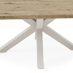 MESA DE COMEDOR RECTANGULAR DE MELAMINA SANDY CON BASE METÁLICA BEIGE DE ESTILO MODERNO