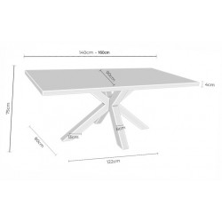 MESA DE COMEDOR RECTANGULAR DE MELAMINA SANDY CON BASE METÁLICA BEIGE DE ESTILO MODERNO