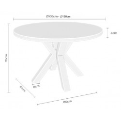 MESA DE COMEDOR REDONDA DE MELAMINA SANDY CON BASE NEGRA DE ESTILO MODERNO