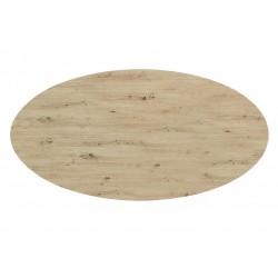 MESA DE COMEDOR OVALADA DE MELAMINA SANDY CON BASE BEIGE DE ESTILO MODERNO