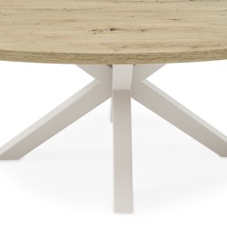 MESA DE COMEDOR OVALADA DE MELAMINA SANDY CON BASE BEIGE DE ESTILO MODERNO