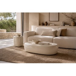 MESA DE CENTRO DE MDF LACADO CARTER EN COLOR BEIGE BRILLO PARA SALÓN DE ESTILO MODERNO