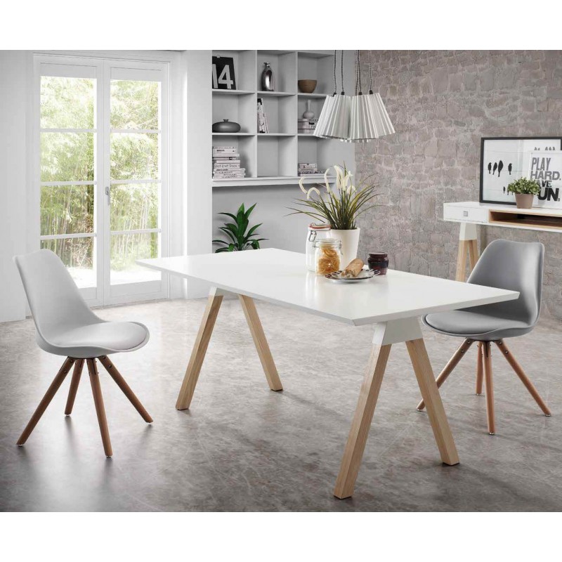 Silla lars de piel sintetica hogarterapia.com Comedor de 6 sillas sencillo blanco con gris