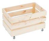 CAJA DE MADERA CON RUEDAS 50x25x30 CM. (PACK DE 2 UNIDADES